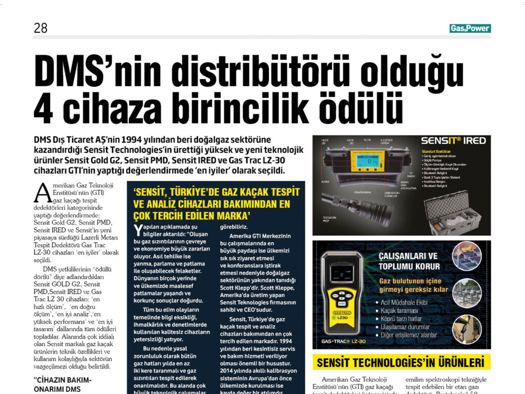 DMS Doğalgaz:Sensit Türkiye-Gaz Kaçak Tespit